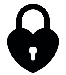 Canvas Print - heart shaped padlock, black and white vector illustration of locked lock