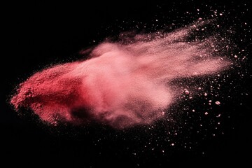 Poster - Vibrant pink powder bursts against a dark background showcasing a dynamic eruption of color and texture