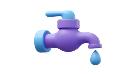 Poster - water tap with dripping running water icon 3d rendering vector illustration