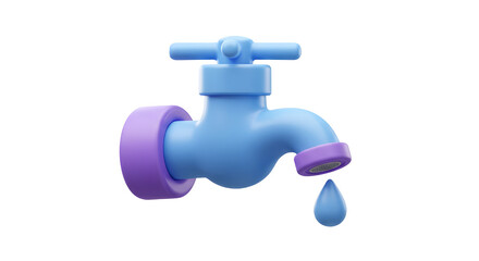 Poster - water tap with dripping running water icon 3d rendering vector illustration
