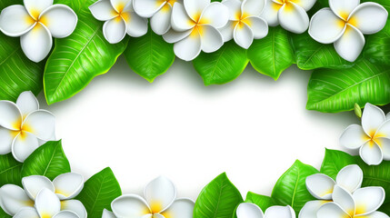 Wall Mural - beautiful flowers and leaves frame blank space