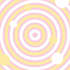 Poster - Yellow, White, Pink Circle Stripe Background with Flowing Circles, Flat Style