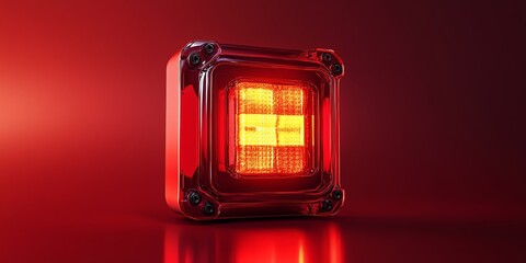 Poster - Glowing Red Square: A Modern, Minimalist Digital Art Piece