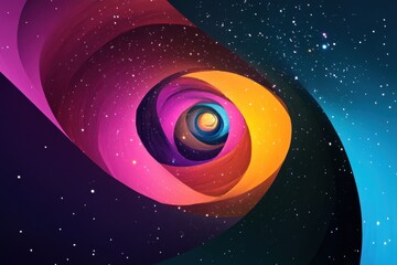 Poster - Swirling galaxy design with vibrant colors and starry background