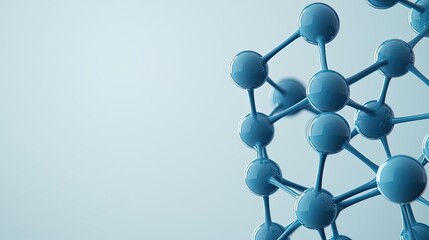 Poster - Blue exosome particles with three-dimensional sphere concept. Abstract molecular structure in blue against a soft background.