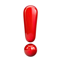 Wall Mural - red exclamation mark on transparent background. 3d exclamation mark in png format