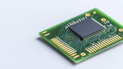 Aufkleber - close up view of green circuit board featuring microchip, showcasing intricate electronic components