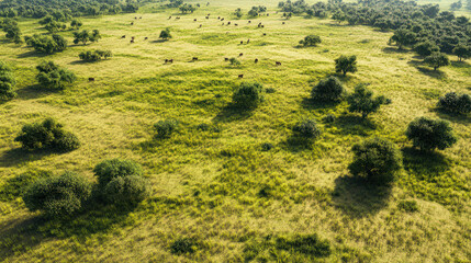 Wall Mural - A field of grass with trees in the background