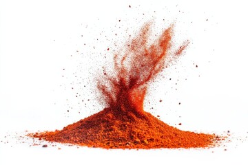 Poster - Vibrant red spice powder erupts from a mound, showcasing a dynamic burst of color and texture