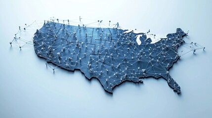Poster - united states map with intricate network of connected lines illustrating the data ownership economy 