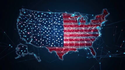 Aufkleber - Digital loyalty clusters represented by a comprehensive map of the united states with visual data insights