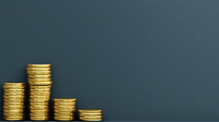 Poster - A detailed digital illustration of a stack of coins representing financial growth in a pricing chart format