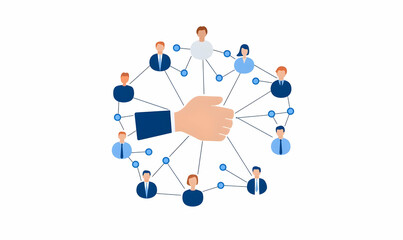 Poster - Collaborative Business Management Icon with Network Connections