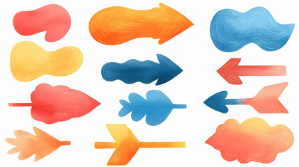 Poster - Vibrant Watercolor Arrows and Shapes for Creative Projects