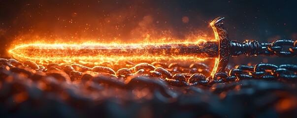Poster - Fiery sword of justice slicing through the darkness
