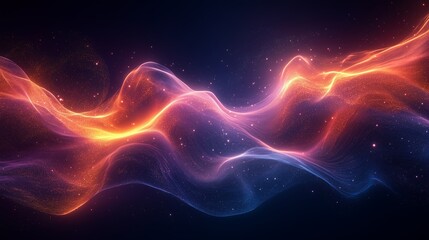 Fototapete - A futuristic depiction of a neon wave, set against a deep navy blue and violet gradient background. 5