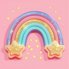 Wall Mural - celestial graphic of single rainbow icon confectionery architecture dessert.