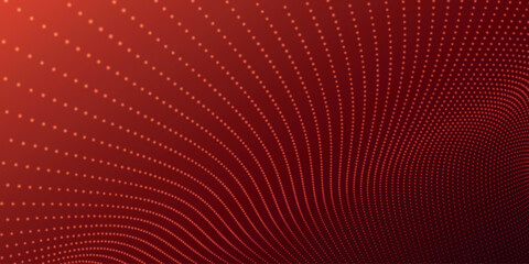 Poster - Futuristic dot wave. Abstract digital particle wave. Technology background. Colored musical wave. Light background. Digital background with smooth, wavy curves. 3D vector illustration