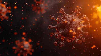 Poster - Microscopic view of coronavirus particle in detail