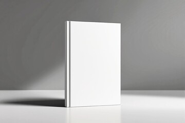 Aufkleber - Blank white book standing on a clean surface with soft light.