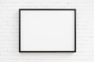 Aufkleber - Blank white poster frame on white brick wall.