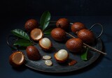 Fresh ripe salak fruits composition in dark moody style for healthy eating and balanced diet, superfood ingredient preparation for diet cookbook