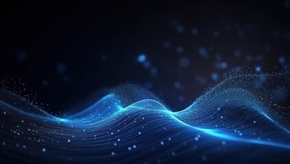 Poster - a futuristic blue light wave background , wave technology digital network background with blue light, digital wave effect, corporate concept, Cyberspace of future.Science and innovation of technology.