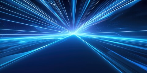 Poster - futuristic abstract blue neon light motion technology digital concept, Digital Wave Abstract Technology Concept with Data Flow and Coding, Information Technology Connection, Cyberspace