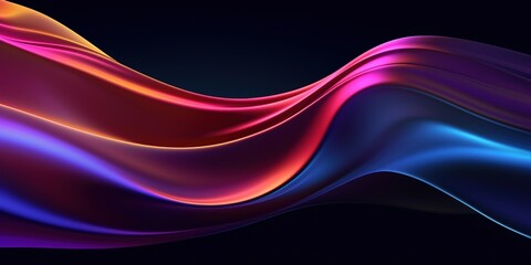 Poster - Abstract 3d modern wave background, Abstract fluid 3d render holographic iridescent neon curved wave in motion background	

