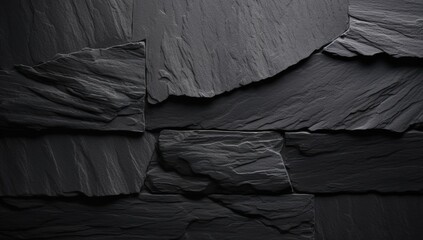 Poster - Dark grey black slate texture background. Black stone texture. Black granite slabs background	

