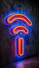 Poster - A vibrant Wi-Fi symbol glows against a dark background showcasing a blend of sleek design and functionality that represents seamless digital networking in a modern setting.