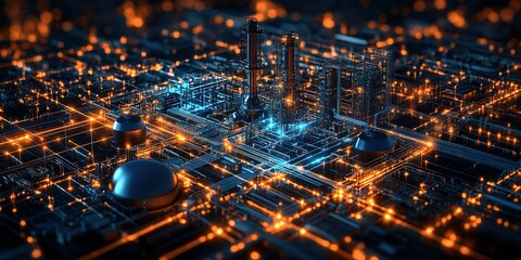 Poster - Neon-lit futuristic cityscape showcasing advanced technology and urban architecture at night
