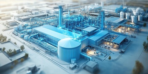Poster - Modern industrial facility with advanced technology and machinery in operation during daylight hours