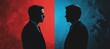 © Hero Design - Two side of politic rivalry. Politician party competition. Symbolizes the presidential election democracy choice. Generative AI technology.