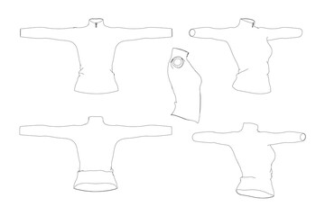 Poster - The image is a series of five different drawings of a woman's Jacket. The drawings are all in black and white and are all of the same size