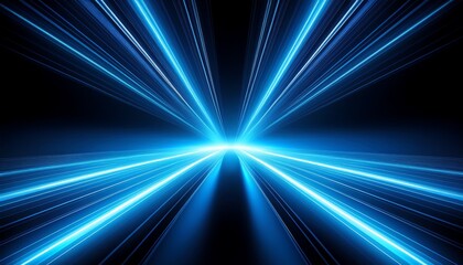 Wall Mural - reflective blue laser light ray on black background