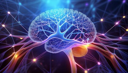 Wall Mural - medical research concept neural network in vibrant colors