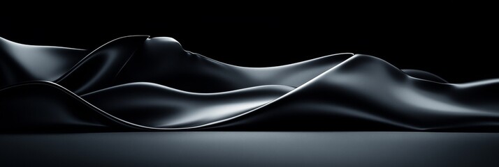 Poster - Dark, Sensual Silky Abstract Waves Seamless loops, Background, Animation, Black, Minimal, Clean