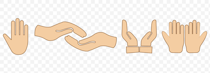 Aufkleber - hand icons set. Health, medicine symbol. Healthcare hands holding heart flat and line style - stock vector. on Transparent Background. EPS 10