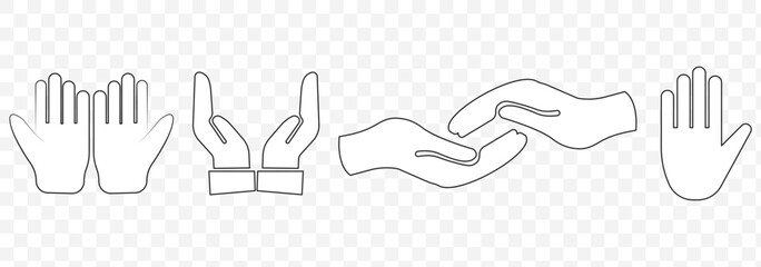 Aufkleber - hand icons set. Health, medicine symbol. Healthcare hands holding heart flat and line style - stock vector. on Transparent Background. EPS 10