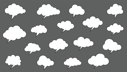 Poster - Set of speech bubbles. blank empty cartoon chatting box. message comments chat box. comic speech bubbles. speech clouds. text boxes
