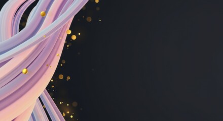 Poster - Abstract Swirling Pastel Colors with Golden Particles Background Design
