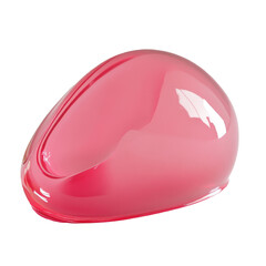 Poster - Glossy pink glycerin blob with smooth texture resting on a light surface, Single blob glycerin or gel. Glossy texture