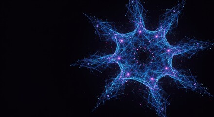 Poster - Abstract Cosmic Nebula Starburst Digital Art: Glowing Blue and Pink Energy