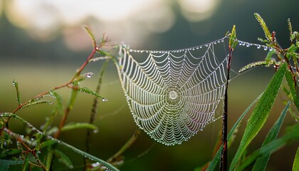 spider web with dew drops