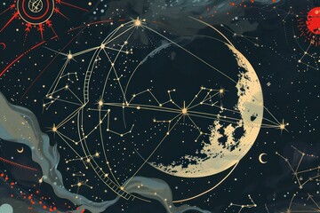 Wall Mural - vector illustrated of an astrology astronomy outdoors planet.