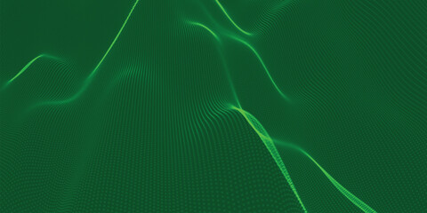 Poster - Futuristic dot wave. Abstract digital particle wave. Technology background. Colored musical wave. Light background. Digital background with smooth, wavy curves. 3D vector illustration