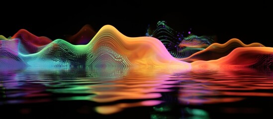 Fototapete - Abstract Digital Landscape: Vibrant Hues Reflected in Still Waters