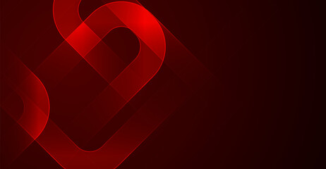 Poster - Abstract glowing lines on dark red background. Futuristic technology concept.
