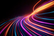 © Premium - Colorful light streaks create abstract background, evoking sense of motion and energy. vibrant hues of pink, blue, and orange blend seamlessly, enhancing visual appeal